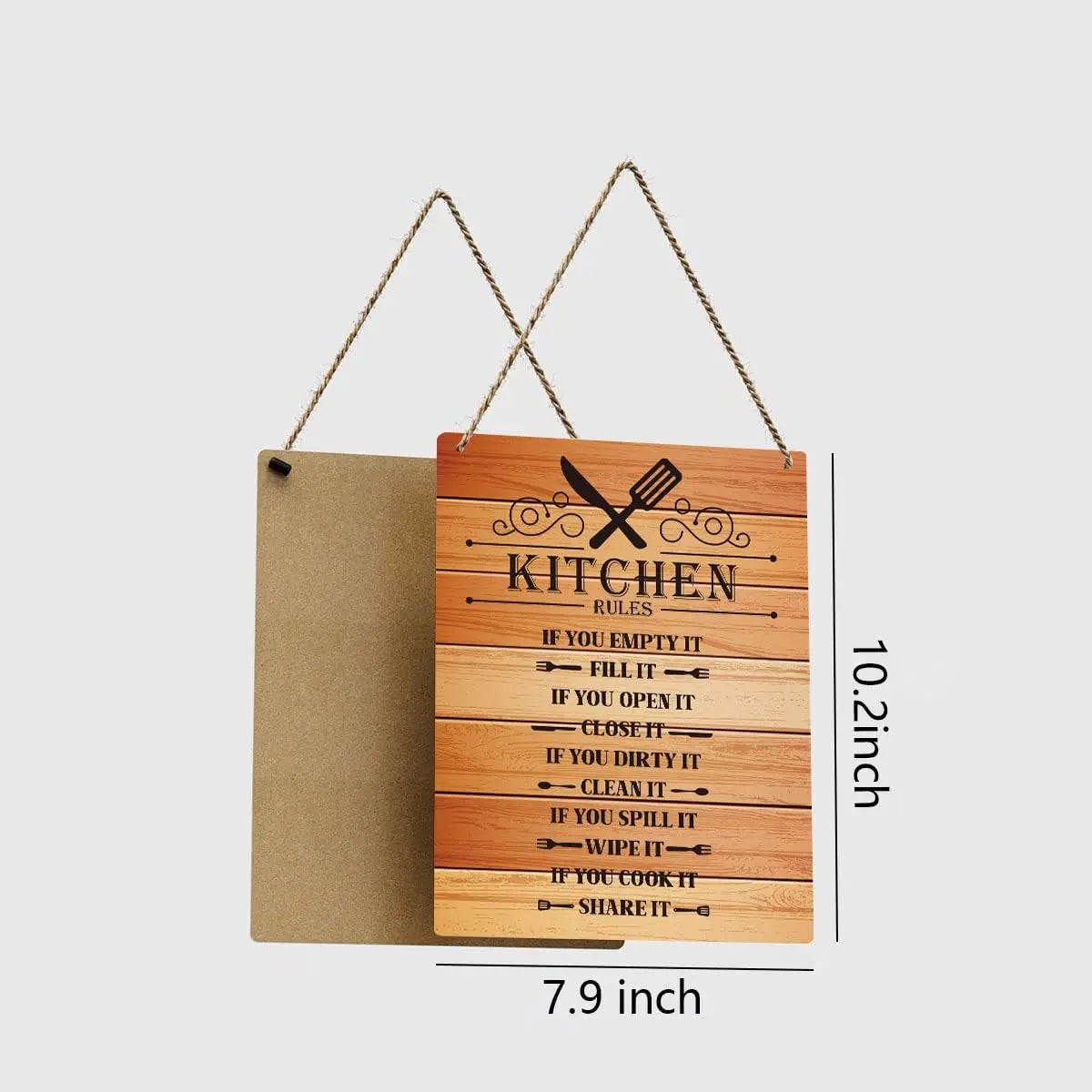 Kitchen Rules Sign Wood Wall Decor Farmhouse Hanging Plaque Rustic Sign For