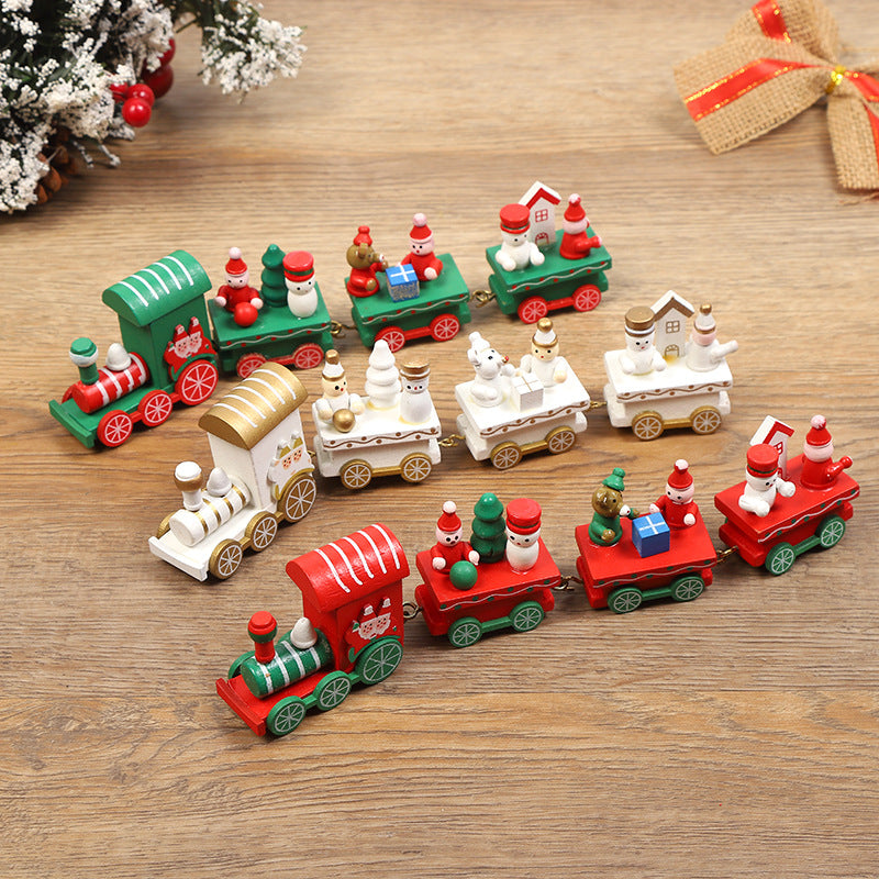 Christmas Wooden Train Mini Decor Set for Christmas Kids Gift Set