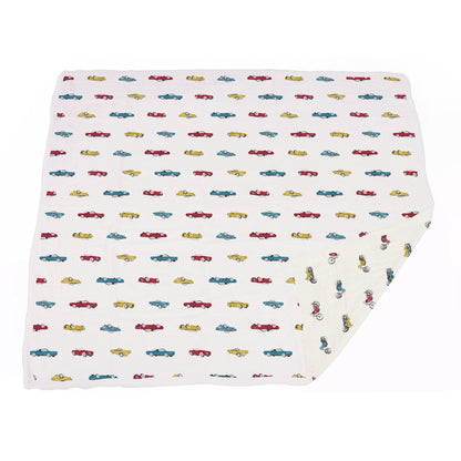 Vintage Muscle Cars and Motorcycles Bamboo Muslin Newcastle Blanket