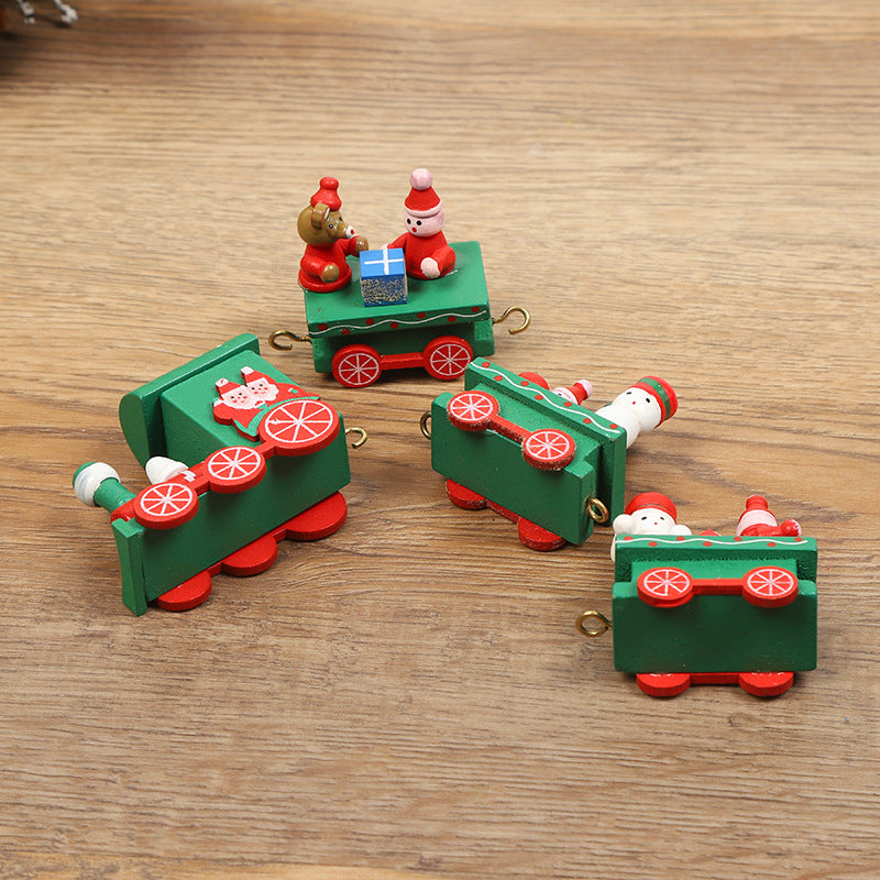 Christmas Wooden Train Mini Decor Set for Christmas Kids Gift Set