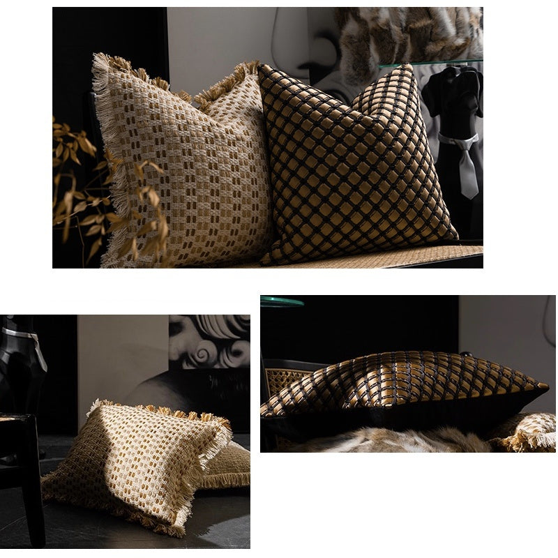 Woven Throw Pillows In Sofa Living Room