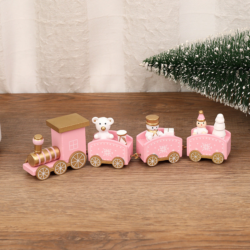 Christmas Wooden Train Mini Decor Set for Christmas Kids Gift Set