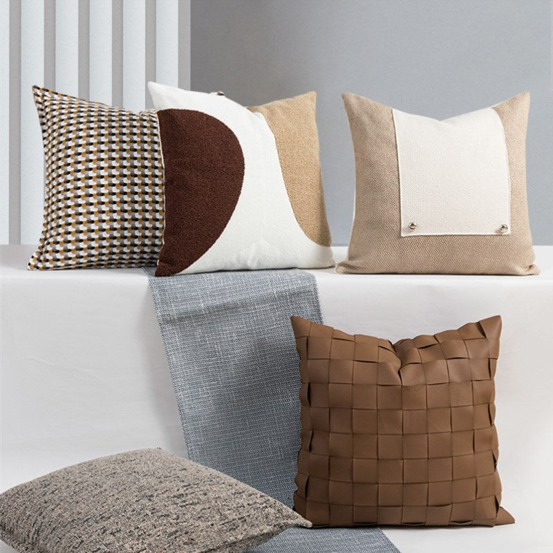 Scandinavian Woven Living Room Sofa Leather Pillow Covers